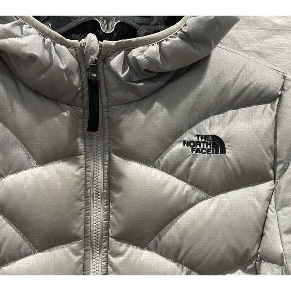 North Face Puffer Jacket Coat Girls XL 18 Black Gray Down Reversible Zip Hooded - Picture 5 of 11